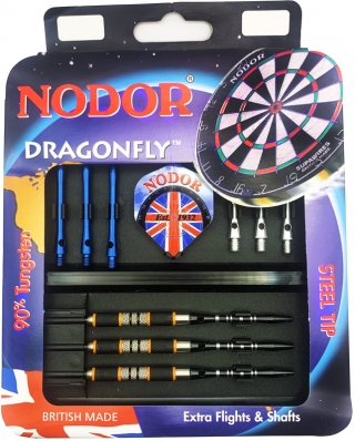 Дротики для классических мишеней, Набор из дротиков Nodor Dragonfly steeltip 21gr и аксессуаров (профессиональный уровень)